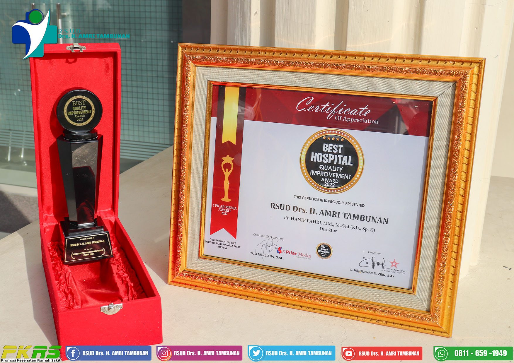Sertifikat Penghargaan Best Hospital Quality Improvement Award 2022