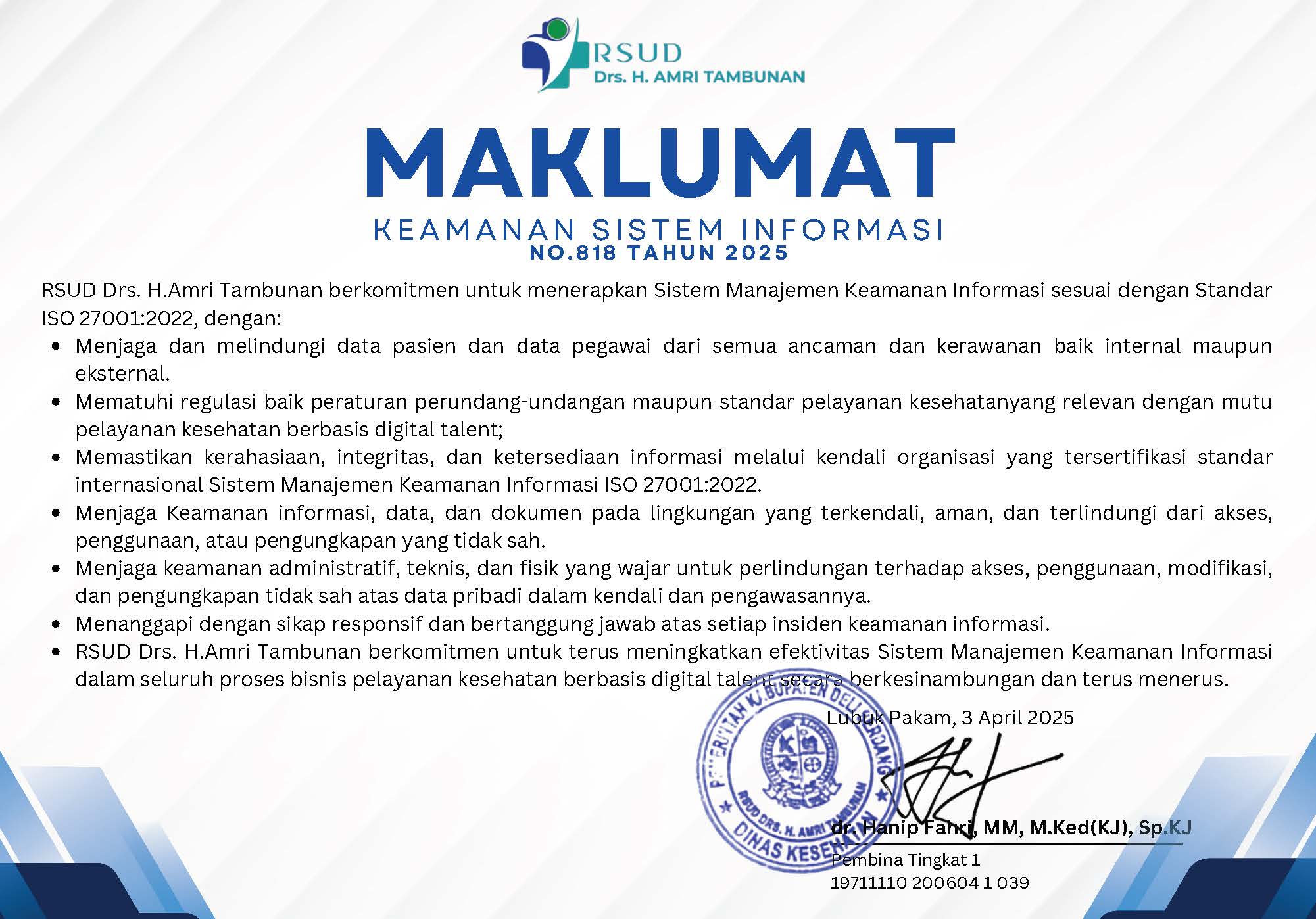 MAKLUMAT KEAMANAN INFORMASI